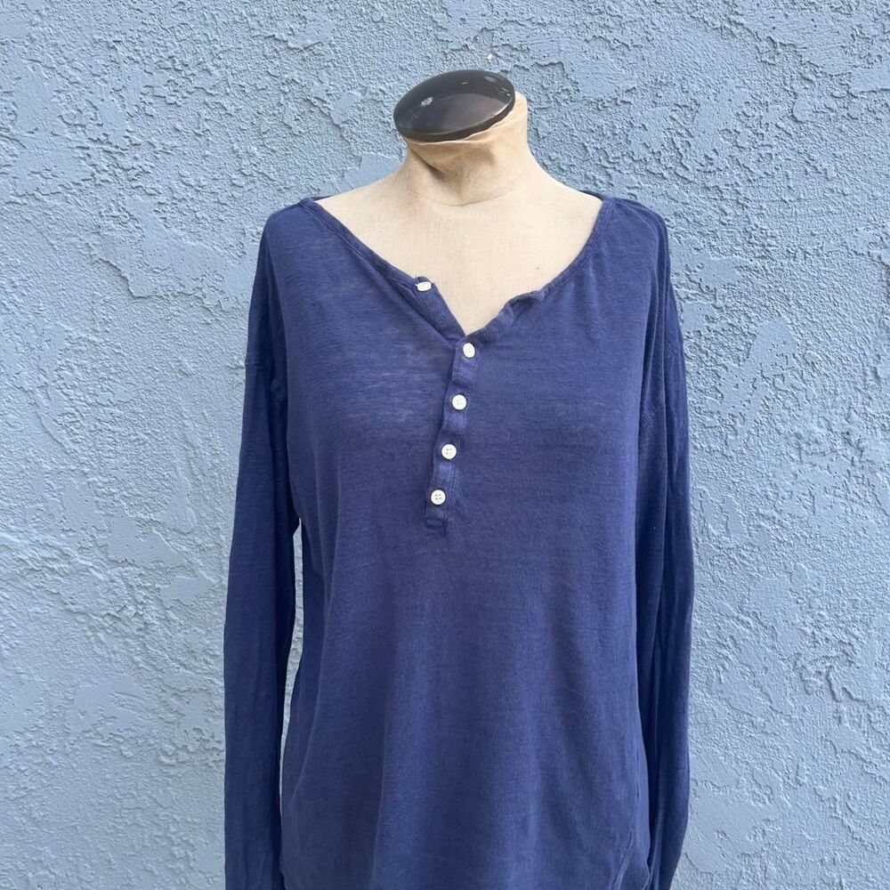 Linen Henley Top Small by Europann